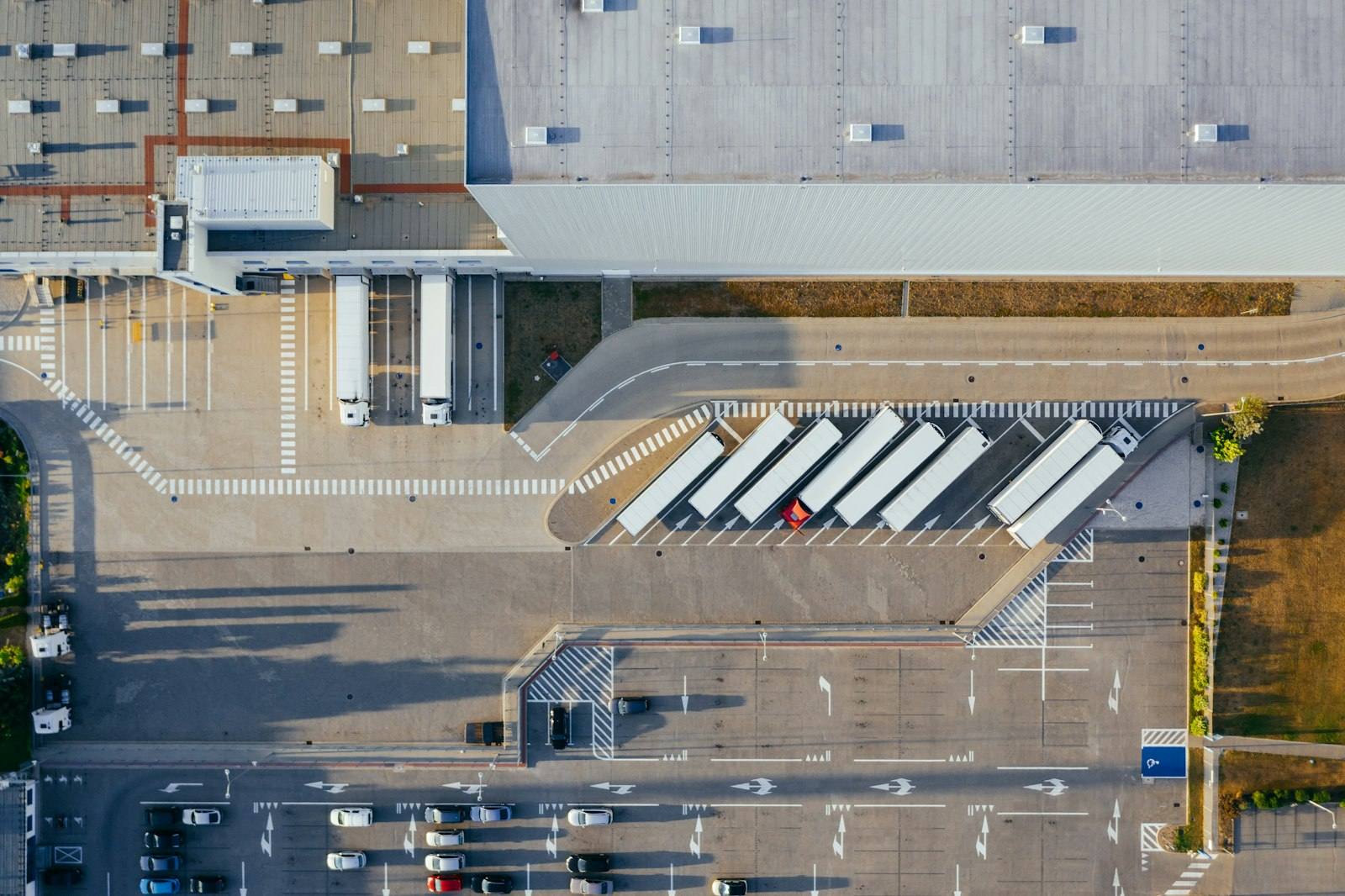 Aerial view of air cargo logistics terminal